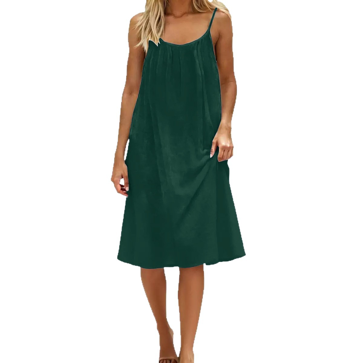 auracami Women's Dark Green Backless Sleeveless Bodycon Dress